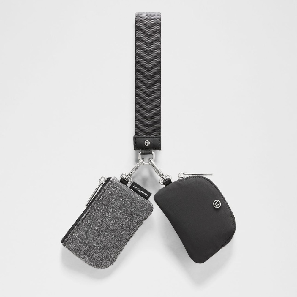 Dual Pouch Wristlet Glitter Colour Dark Silver/Graphite Grey/Silver